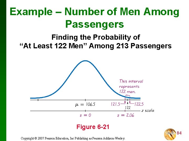 Example – Number of Men Among Passengers Finding the Probability of “At Least 122