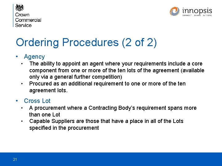 Ordering Procedures (2 of 2) • Agency • • The ability to appoint an