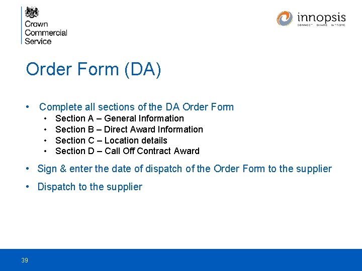 Order Form (DA) • Complete all sections of the DA Order Form • •
