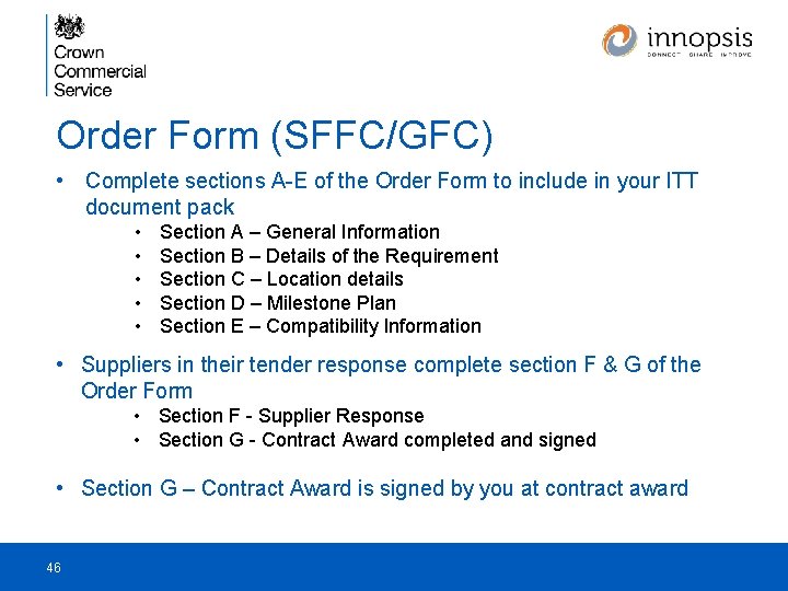 Order Form (SFFC/GFC) • Complete sections A-E of the Order Form to include in