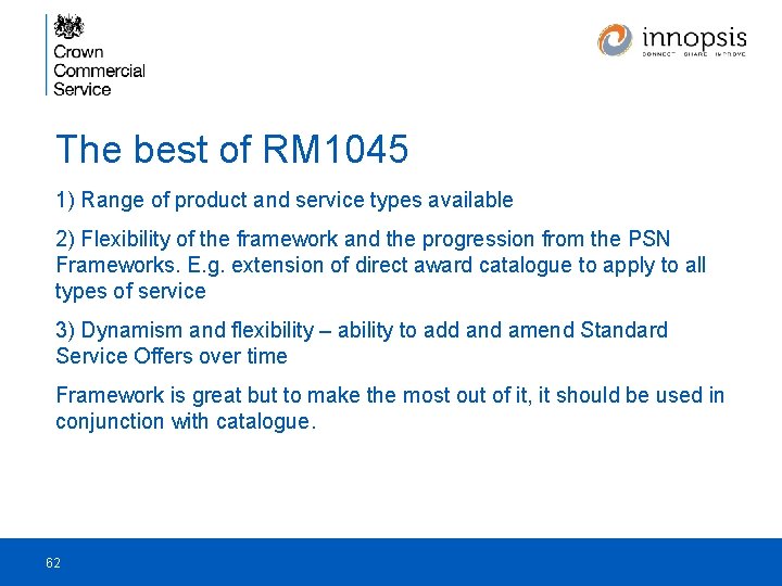 The best of RM 1045 1) Range of product and service types available 2)