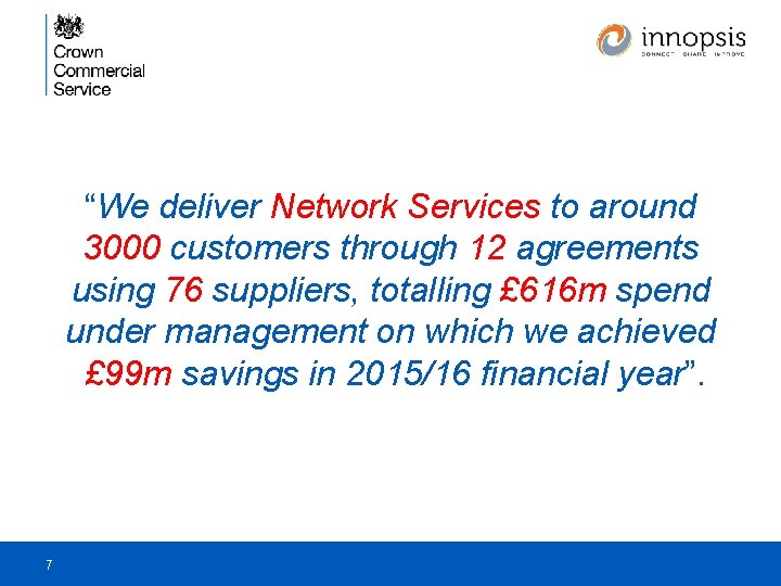 “We deliver Network Services to around 3000 customers through 12 agreements using 76 suppliers,