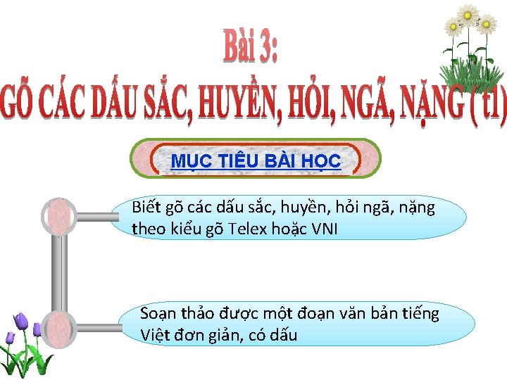 MỤC TIÊU BÀI HỌC Biết gõ các dấu sắc, huyền, hỏi ngã, nặng theo