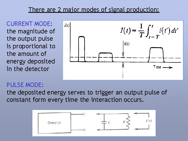 There are 2 major modes of signal production: CURRENT MODE: the magnitude of the