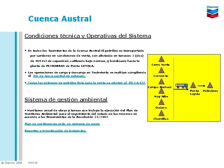 Cuenca Austral Condiciones técnica y Operativas del Sistema • En todos los Yacimientos de