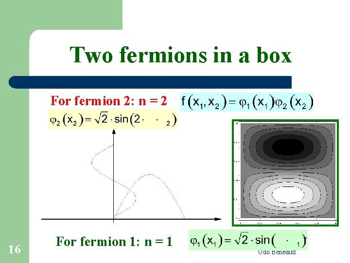 Two fermions in a box For fermion 2: n = 2 16 For fermion