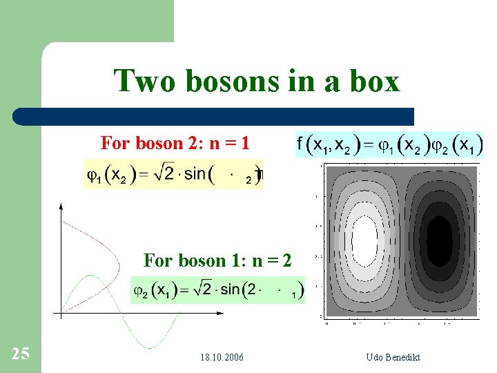 Two bosons in a box For boson 2: n = 1 For boson 1: