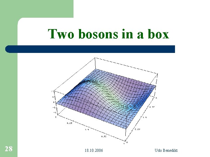 Two bosons in a box 28 18. 10. 2006 Udo Benedikt 