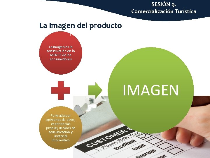 SESIÓN 9. Comercialización Turística La Imagen del producto La imagen es la construcción en