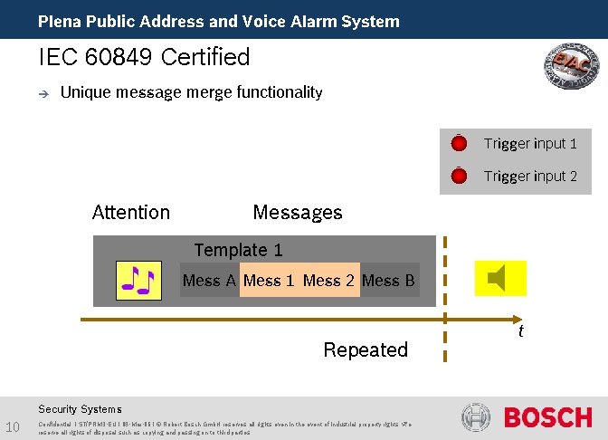 Plena Public Address and Voice Alarm System IEC 60849 Certified è Unique message merge