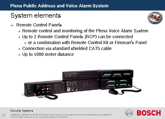 Plena Public Address and Voice Alarm System elements è Remote Control Panels Remote control