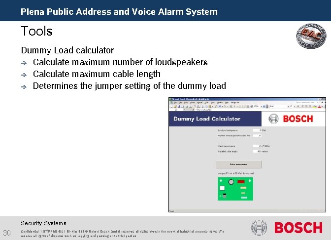 Plena Public Address and Voice Alarm System Tools Dummy Load calculator è Calculate maximum