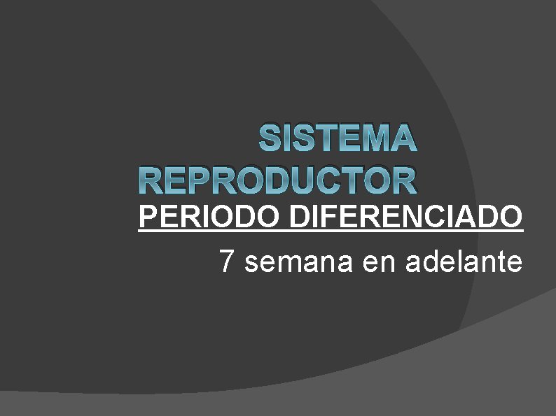 SISTEMA REPRODUCTOR PERIODO DIFERENCIADO 7 semana en adelante 