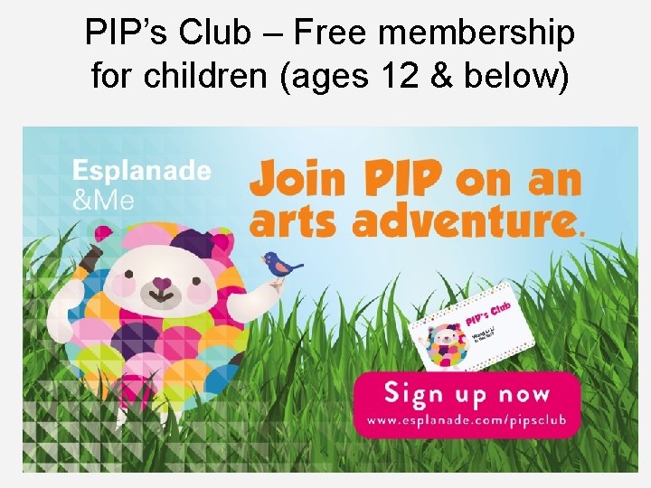 PIP’s Club – Free membership for children (ages 12 & below) 