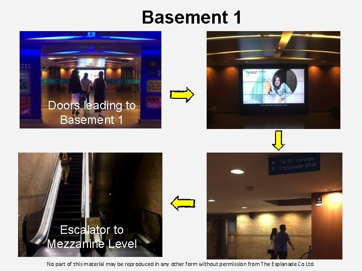 Basement 1 Doors leading to Basement 1 Escalator to Mezzanine Level No part of