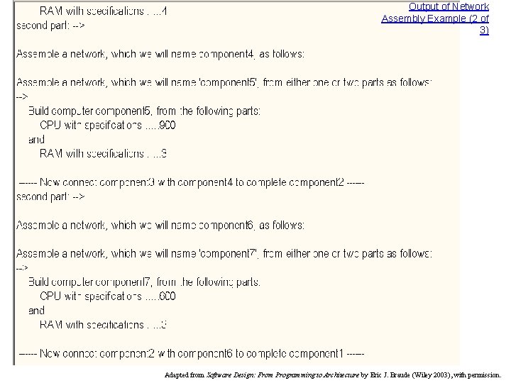 Output of Network Assembly Example (2 of 3) Adapted from Software Design: From Programming