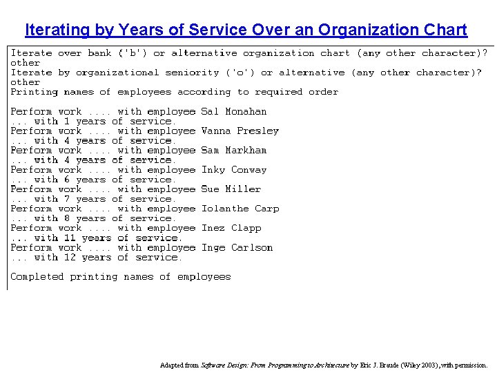 Iterating by Years of Service Over an Organization Chart Adapted from Software Design: From