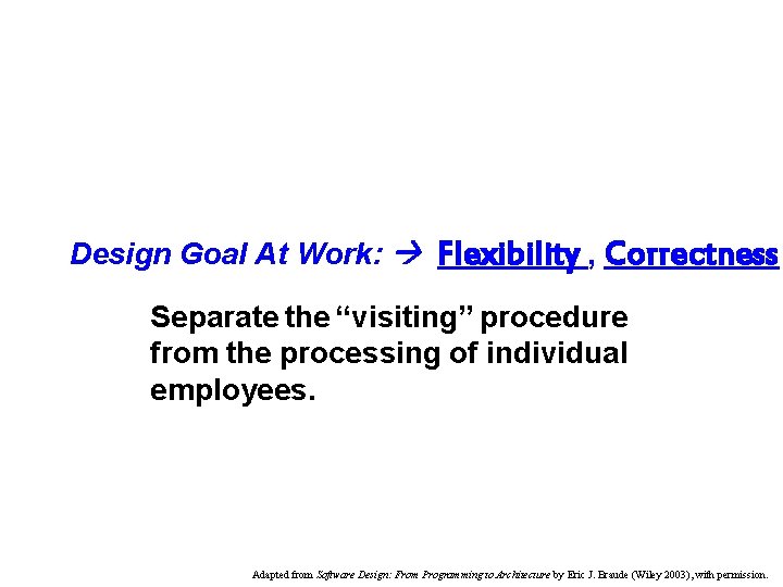 Design Goal At Work: Flexibility , Correctness Separate the “visiting” procedure from the processing