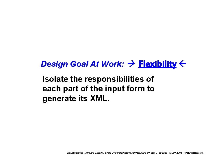Design Goal At Work: Flexibility Isolate the responsibilities of each part of the input