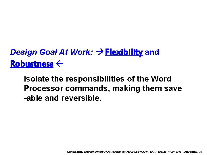 Design Goal At Work: Flexibility and Robustness Isolate the responsibilities of the Word Processor