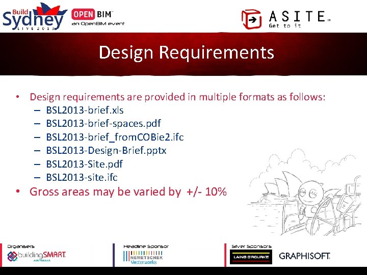 Design Requirements • Design requirements are provided in multiple formats as follows: – BSL
