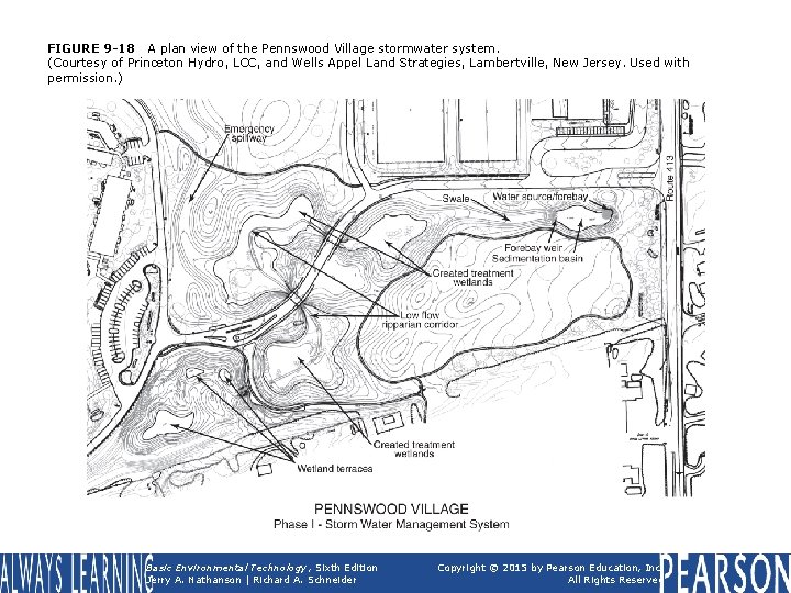 FIGURE 9 -18 A plan view of the Pennswood Village stormwater system. (Courtesy of