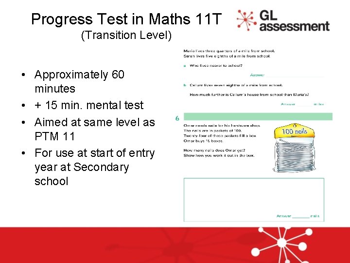 Progress Test in Maths 11 T (Transition Level) • Approximately 60 minutes • +