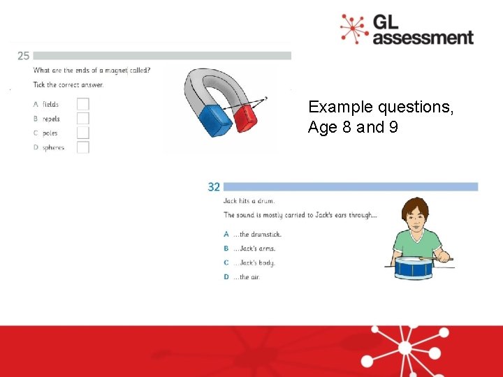 Example questions, Age 8 and 9 