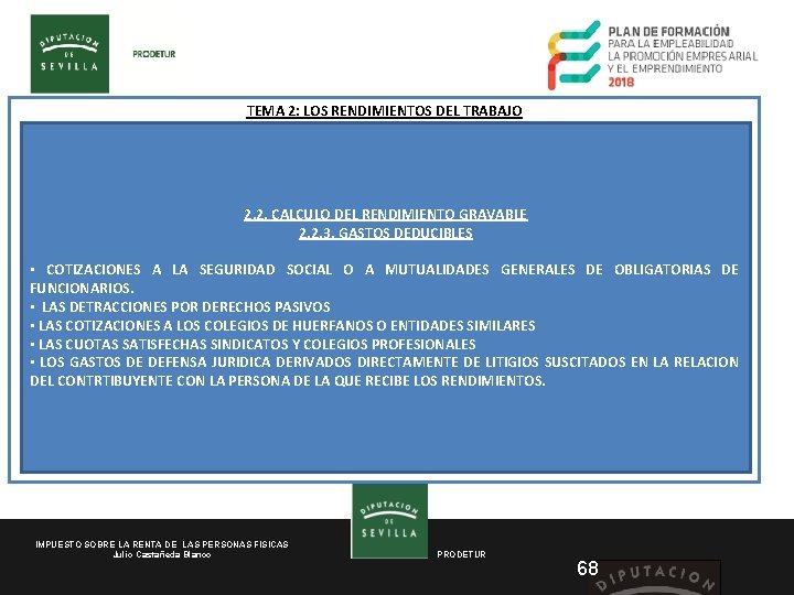 TEMA 2: LOS RENDIMIENTOS DEL TRABAJO 2. 2. CALCULO DEL RENDIMIENTO GRAVABLE 2. 2.