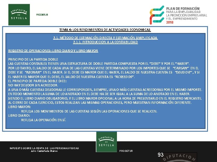 TEMA 4: LOS RENDIMIENTOS DE ACTIVIDADES ECONOMICAS 2. 1. MÉTODO DE ESTIMACIÓN DIRECTA Y