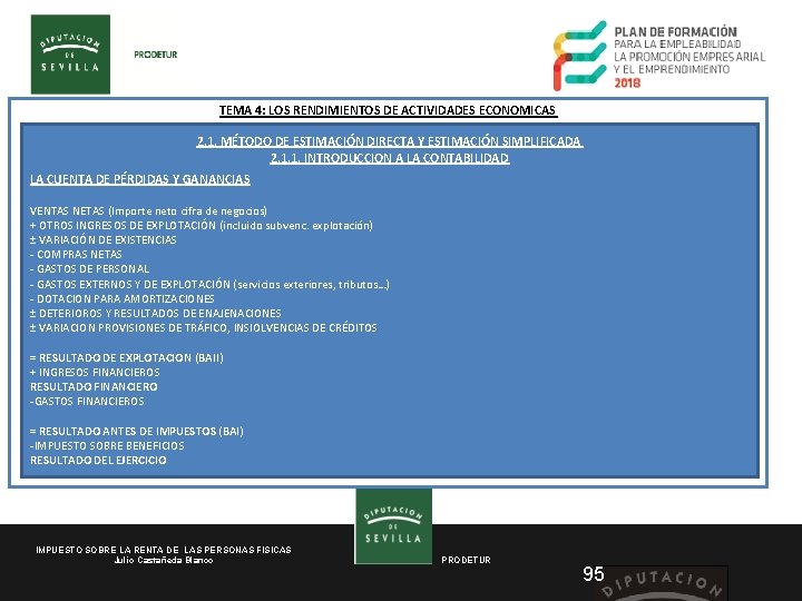 TEMA 4: LOS RENDIMIENTOS DE ACTIVIDADES ECONOMICAS 2. 1. MÉTODO DE ESTIMACIÓN DIRECTA Y