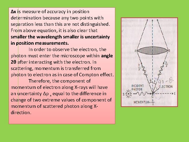 Δx is measure of accuracy in position determination because any two points with separation