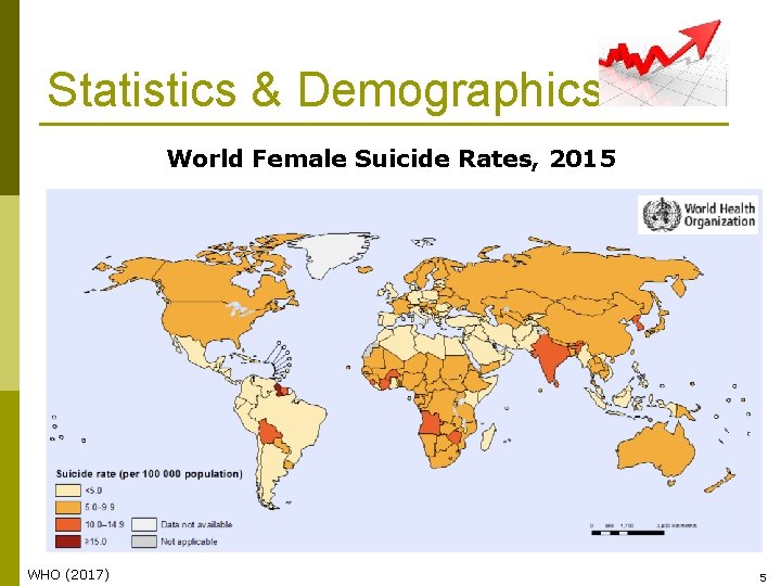 Statistics & Demographics World Female Suicide Rates, 2015 WHO (2017) 5 