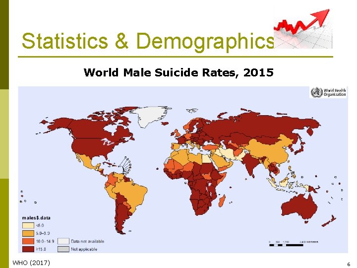Statistics & Demographics World Male Suicide Rates, 2015 WHO (2017) 6 