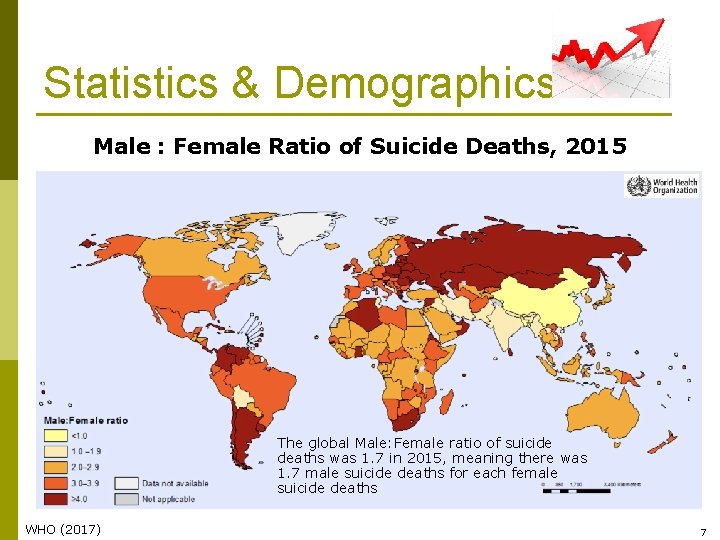 Statistics & Demographics Male : Female Ratio of Suicide Deaths, 2015 The global Male: