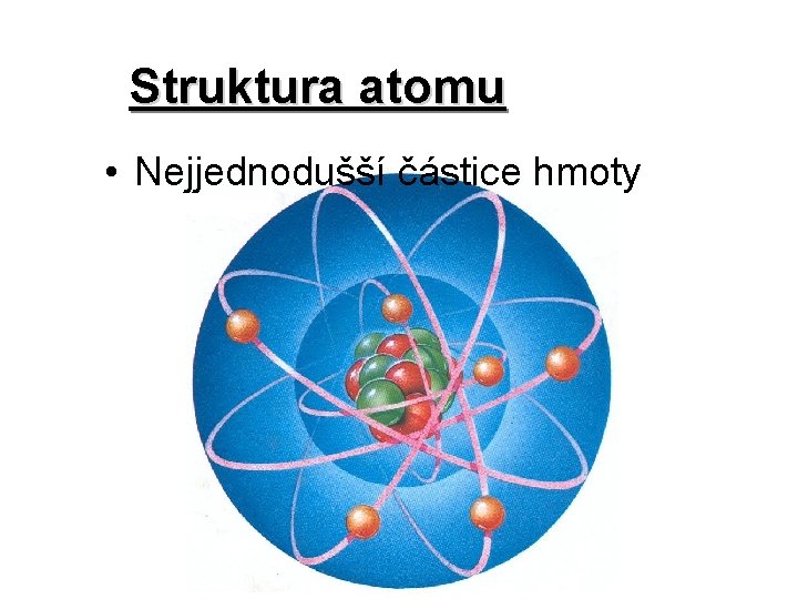 Struktura atomu • Nejjednodušší částice hmoty Struktura atomu • Nejjednodušší částice hmoty