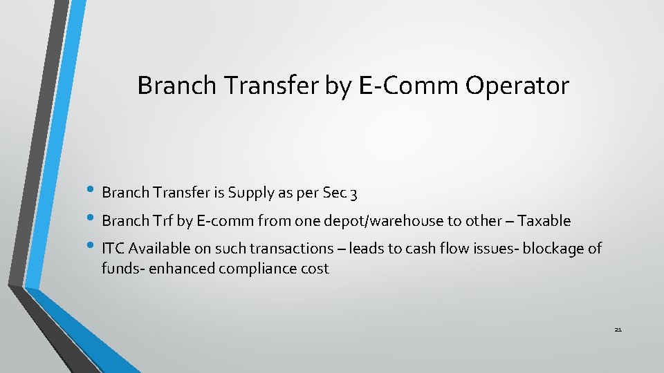Branch Transfer by E-Comm Operator • Branch Transfer is Supply as per Sec 3