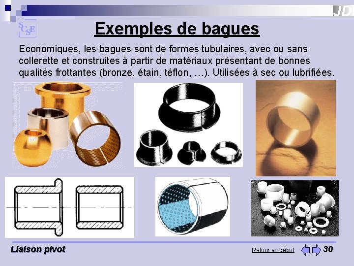 Exemples de bagues Economiques, les bagues sont de formes tubulaires, avec ou sans collerette Exemples de bagues Economiques, les bagues sont de formes tubulaires, avec ou sans collerette