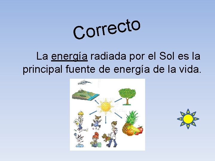 o t c e r r o C La energía radiada por el Sol