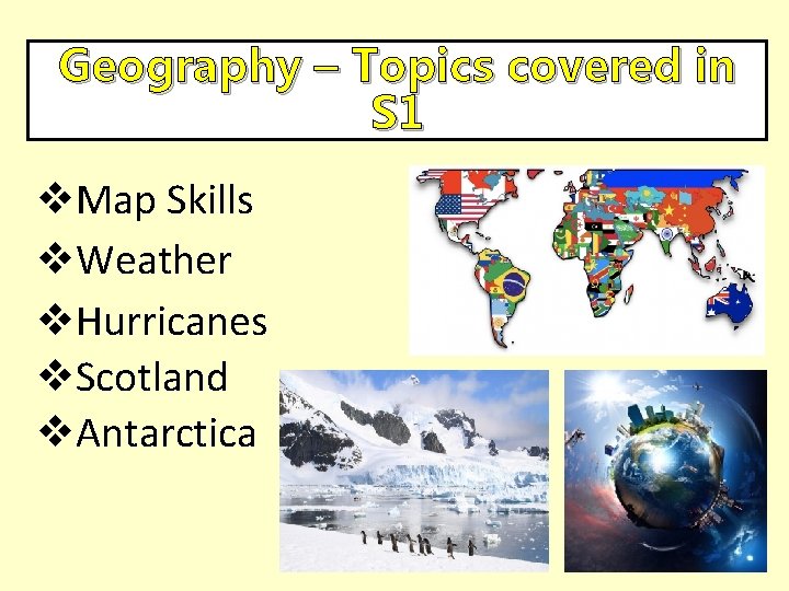 Geography – Topics covered in S 1 v. Map Skills v. Weather v. Hurricanes