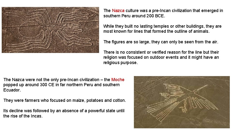 The Nazca culture was a pre-Incan civilization that emerged in southern Peru around 200