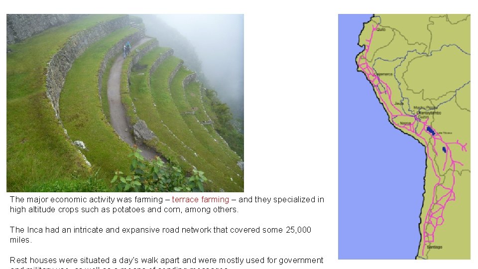 The major economic activity was farming – terrace farming – and they specialized in The major economic activity was farming – terrace farming – and they specialized in