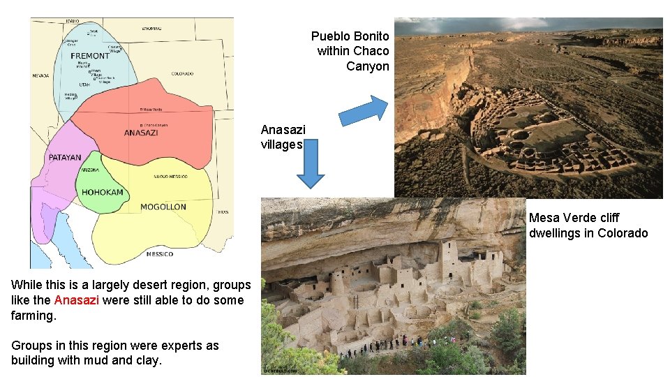 Pueblo Bonito within Chaco Canyon Anasazi villages Mesa Verde cliff dwellings in Colorado While