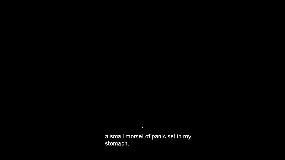 a small morsel of panic set in my stomach. 