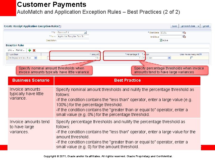 Customer Payments Auto. Match and Application Exception Rules – Best Practices (2 of 2)