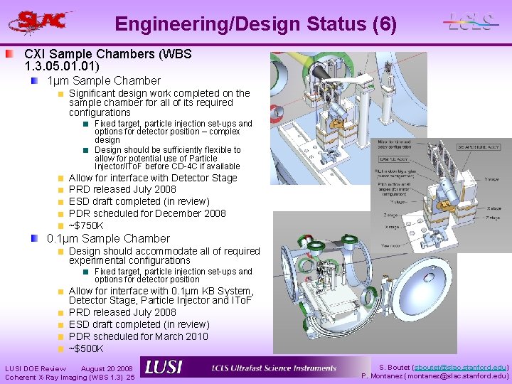 Engineering/Design Status (6) CXI Sample Chambers (WBS 1. 3. 05. 01) 1µm Sample Chamber