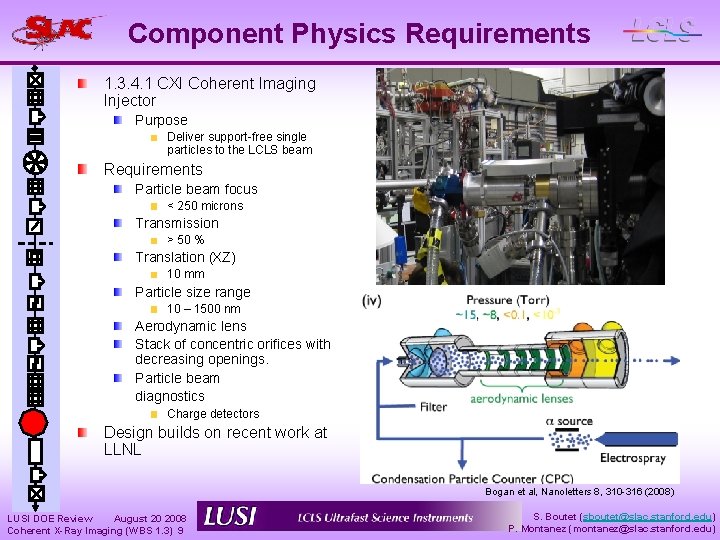 Component Physics Requirements 1. 3. 4. 1 CXI Coherent Imaging Injector Purpose Deliver support-free