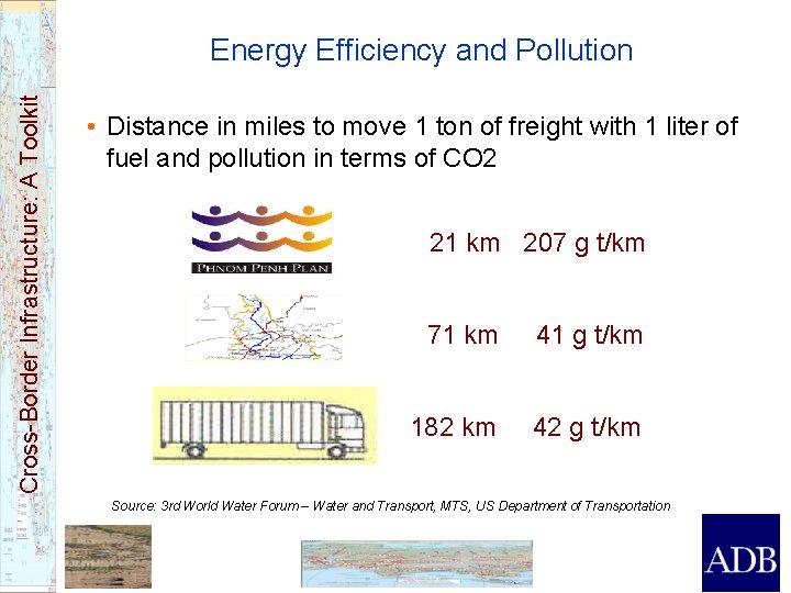 Cross-Border Infrastructure: A Toolkit Energy Efficiency and Pollution • Distance in miles to move