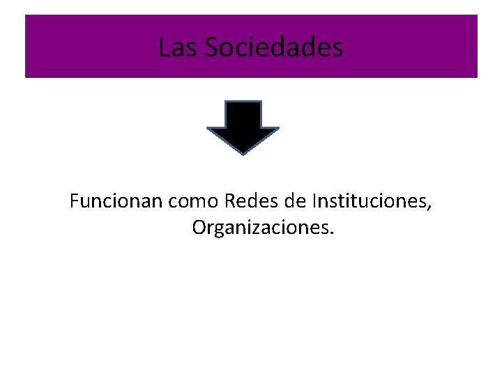 Las Sociedades Funcionan como Redes de Instituciones, Organizaciones. 