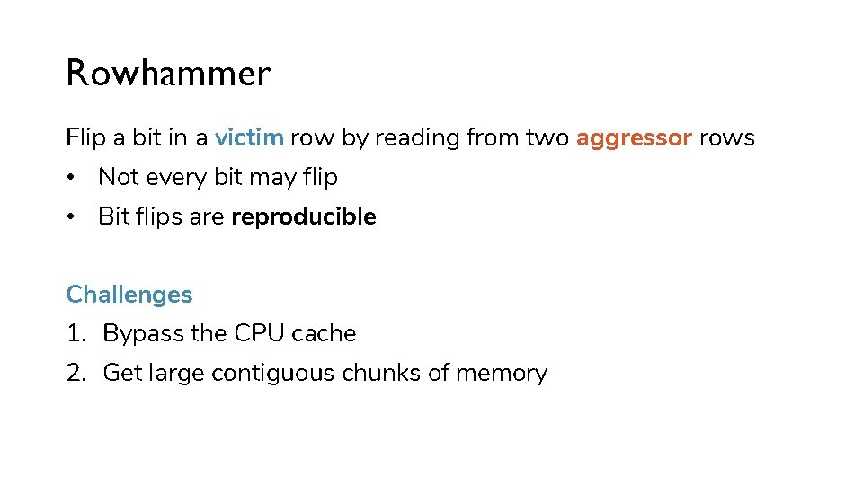 Rowhammer Flip a bit in a victim row by reading from two aggressor rows